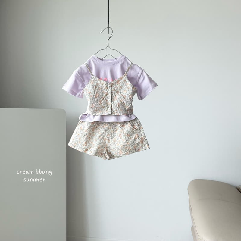 Cream Bbang - Korean Children Fashion - #childrensboutique - Flower Bustier Top Bottom Set - 8