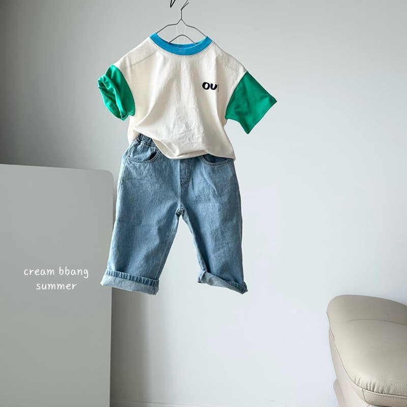 Cream Bbang - Korean Children Fashion - #childrensboutique - Sleeves Color Tee - 12