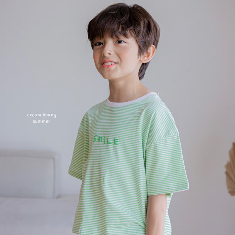 Cream Bbang - Korean Children Fashion - #kidsshorts - Stripes Paint Tee - 3