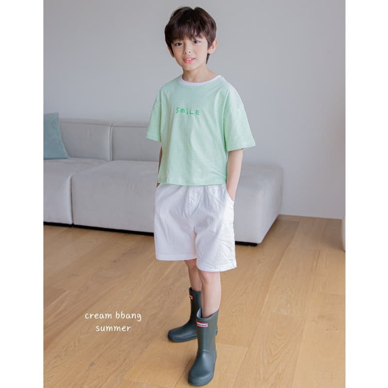 Cream Bbang - Korean Children Fashion - #kidsshorts - Stripes Paint Tee - 4