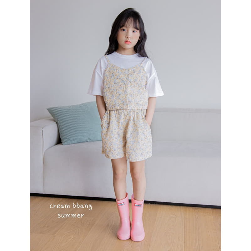 Cream Bbang - Korean Children Fashion - #magicofchildhood - Flower Bustier Top Bottom Set - 3