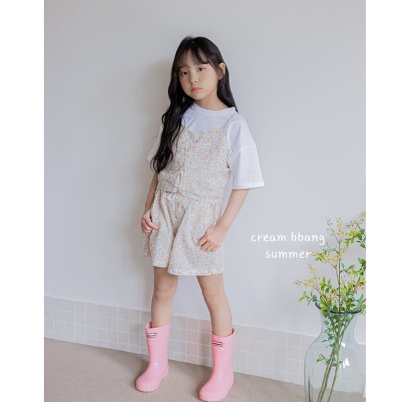 Cream Bbang - Korean Children Fashion - #magicofchildhood - Flower Bustier Top Bottom Set - 4