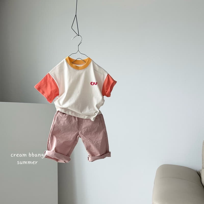 Cream Bbang - Korean Children Fashion - #stylishchildhood - Sleeves Color Tee - 10