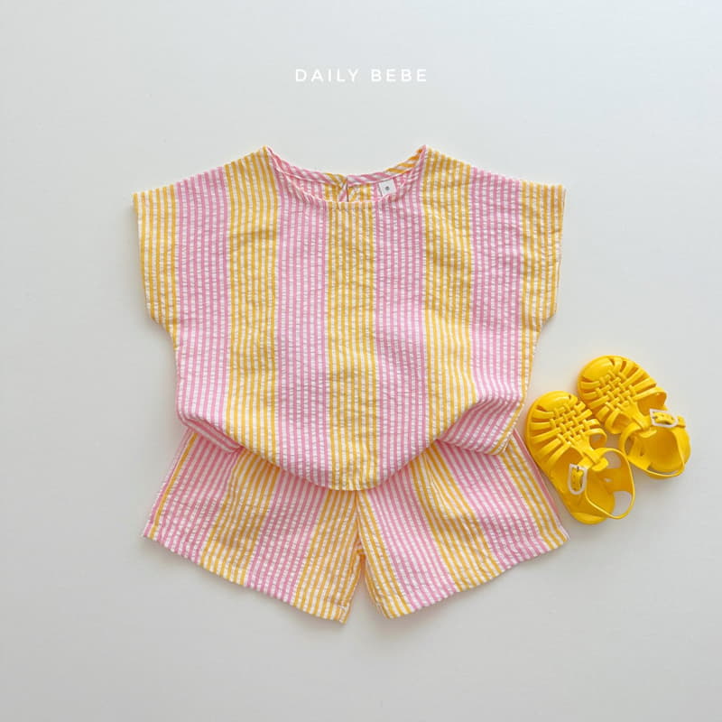 Daily Bebe - Korean Children Fashion - #designkidswear - Jijimi Stripes Top Bottom Set