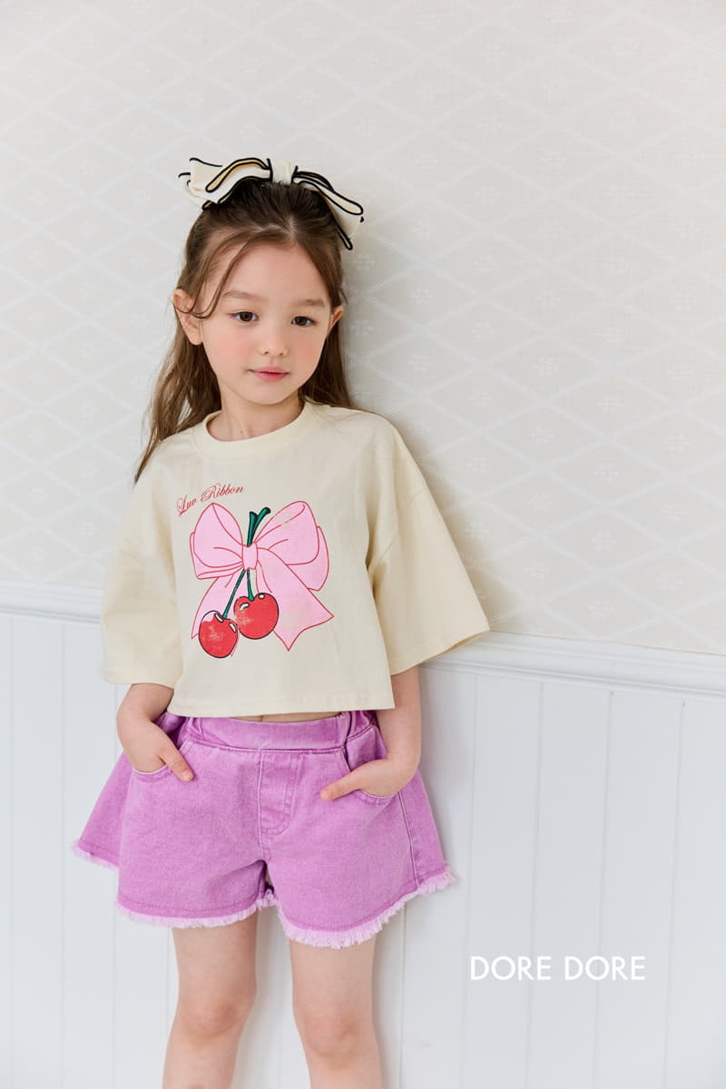 Dore Dore - Korean Children Fashion - #childofig - Ribbon Cherry Crop Tee - 2