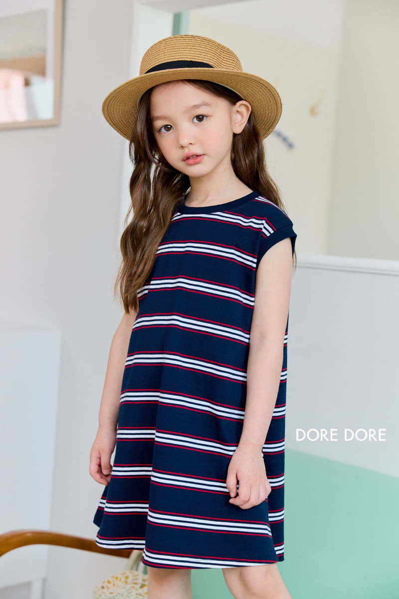 Dore Dore - Korean Children Fashion - #childofig - A Line Stripes One-piece - 4