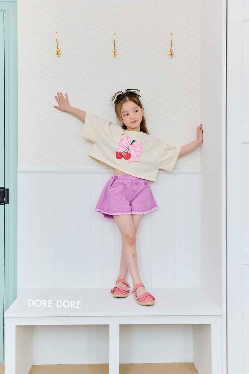 Dore Dore - Korean Children Fashion - #childrensboutique - Ribbon Cherry Crop Tee - 3