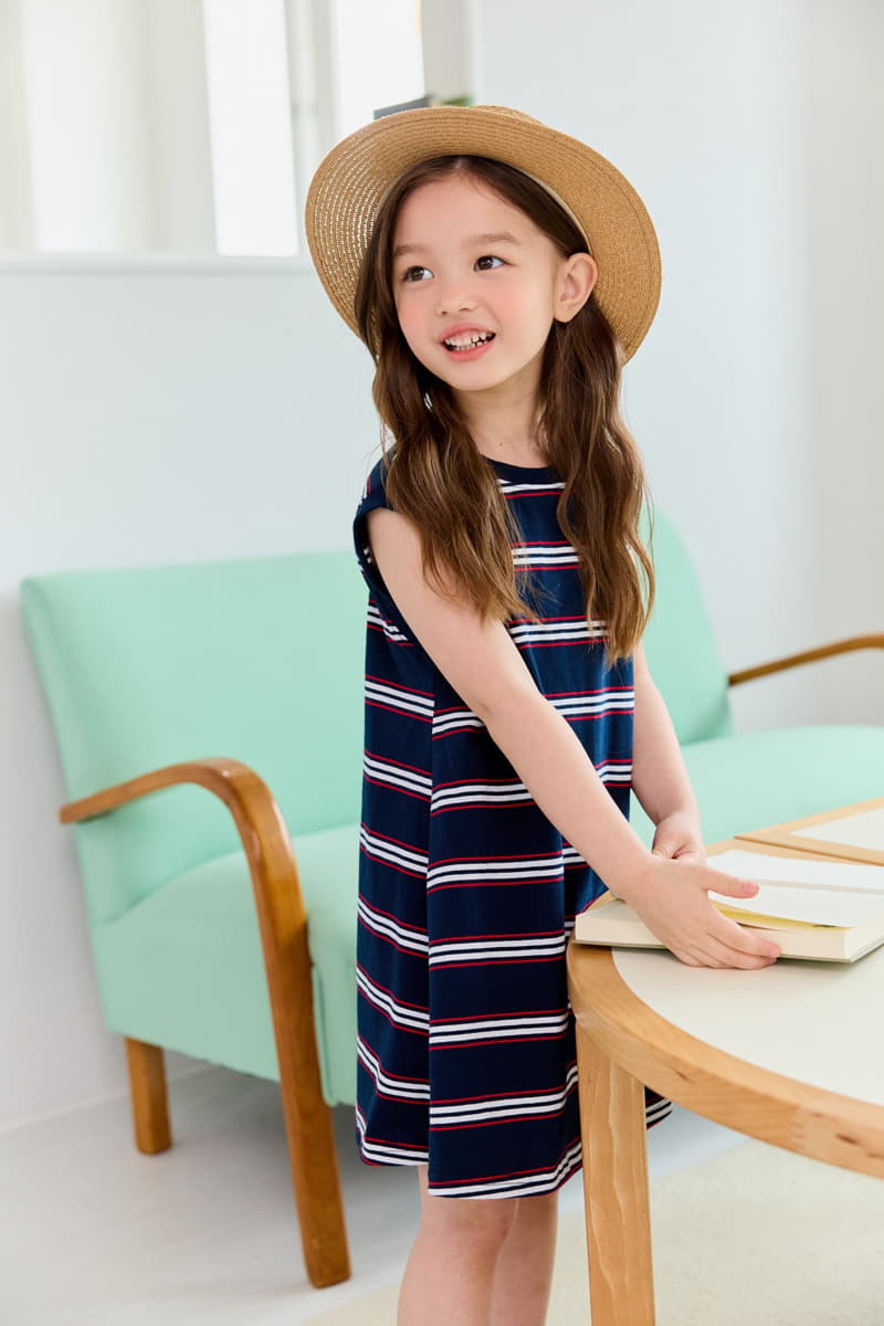 Dore Dore - Korean Children Fashion - #childrensboutique - A Line Stripes One-piece - 5