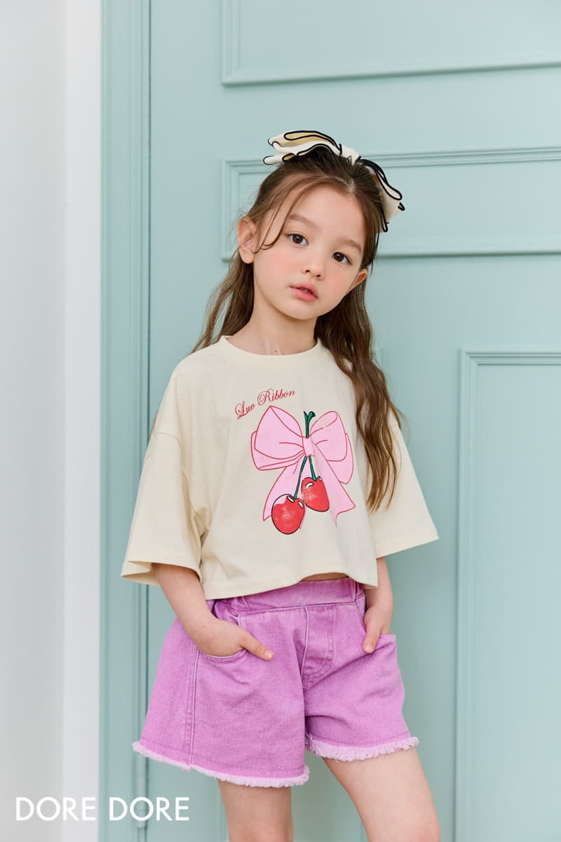 Dore Dore - Korean Children Fashion - #childrensboutique - Ribbon Cherry Crop Tee - 4