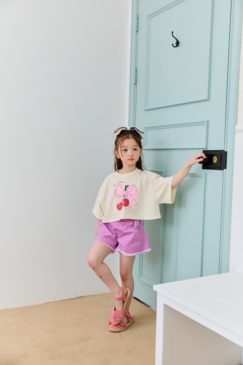 Dore Dore - Korean Children Fashion - #discoveringself - Ribbon Cherry Crop Tee - 5