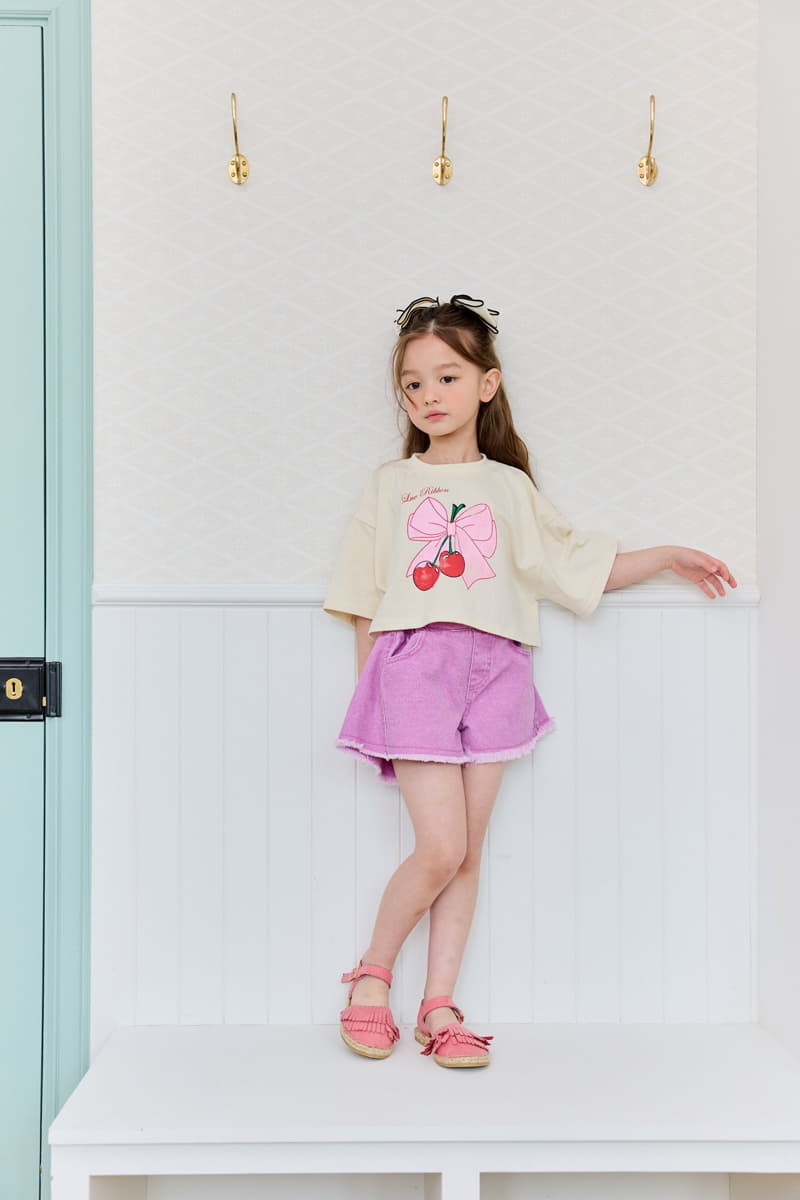 Dore Dore - Korean Children Fashion - #littlefashionista - Ribbon Cherry Crop Tee - 11