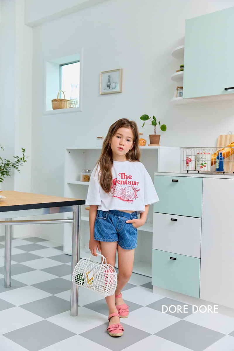 Dore Dore - Korean Children Fashion - #littlefashionista - Crop Strawberry Tee - 2