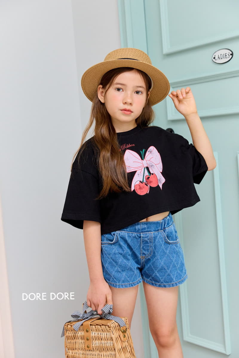 Dore Dore - Korean Children Fashion - #magicofchildhood - Ribbon Cherry Crop Tee - 12