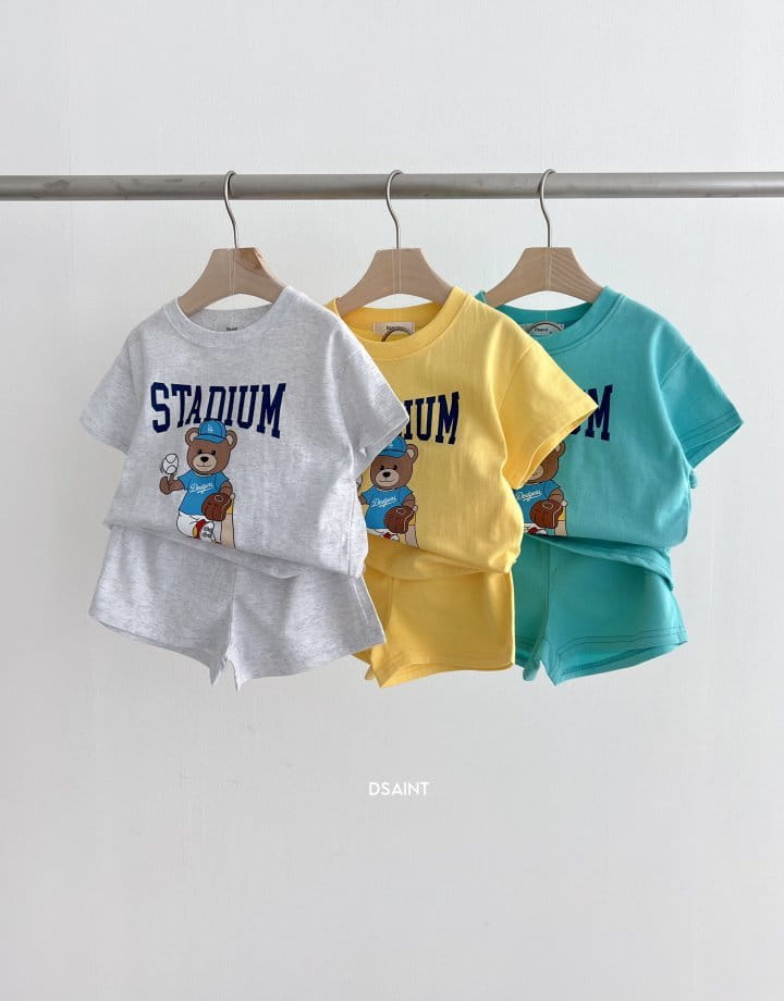 Dsaint - Korean Children Fashion - #todddlerfashion - Base Ball Bear Top Bottom Set