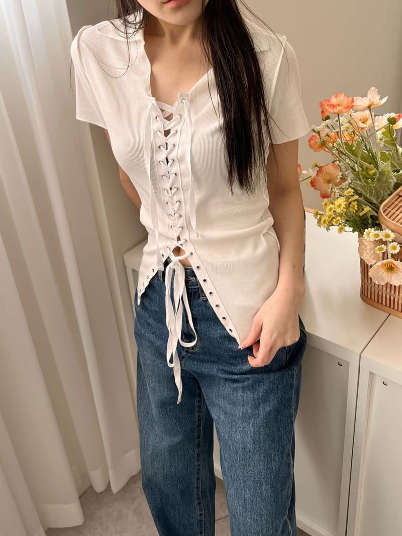 Flipar - Korean Women Fashion - #momslook - Lace Up Tee - 6