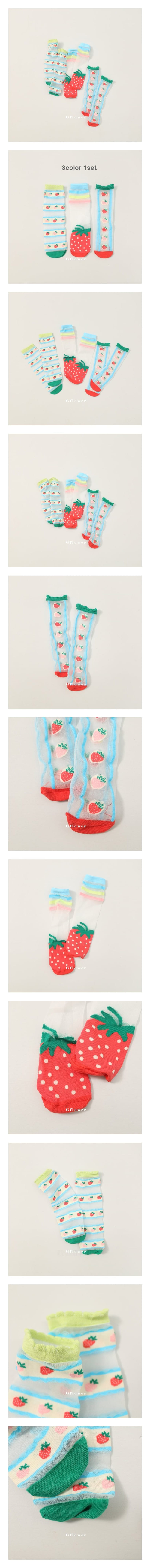 G Flower - Korean Children Fashion - #kidsshorts - See Through Strawberry Knee Socks