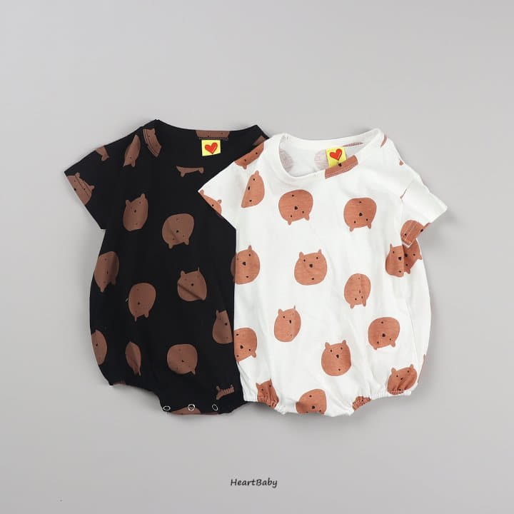 Heart Baby - Korean Baby Fashion - #babyfashion - Bear Face Short Sleeves Bodysuit - 4