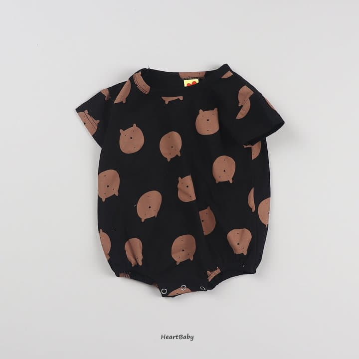 Heart Baby - Korean Baby Fashion - #babylifestyle - Bear Face Short Sleeves Bodysuit - 6