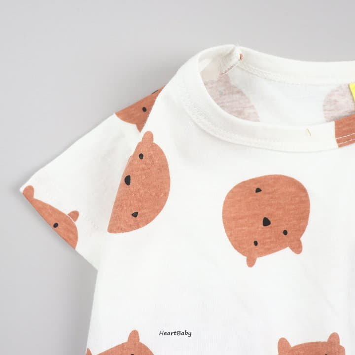 Heart Baby - Korean Baby Fashion - #babyoutfit - Bear Face Short Sleeves Bodysuit - 10