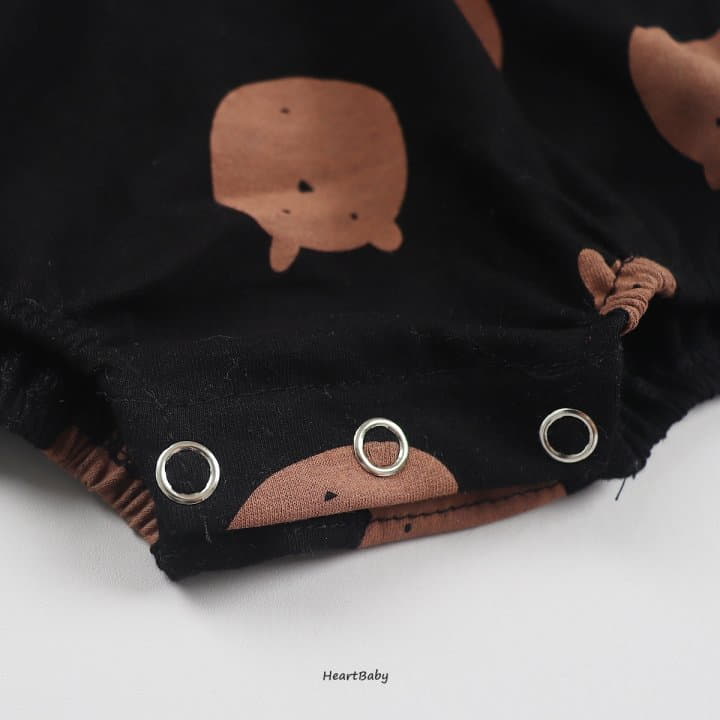 Heart Baby - Korean Baby Fashion - #babyoutfit - Bear Face Short Sleeves Bodysuit - 9