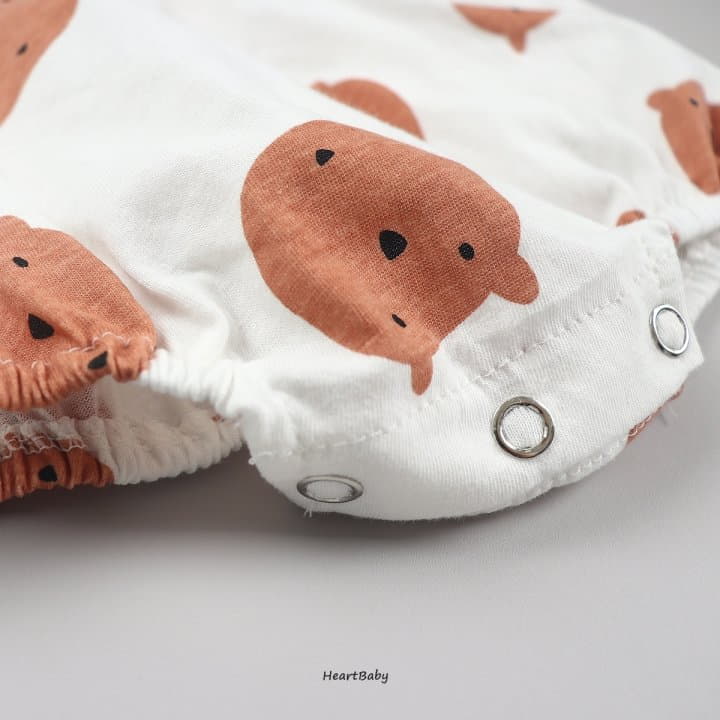 Heart Baby - Korean Baby Fashion - #babywear - Bear Face Short Sleeves Bodysuit - 11