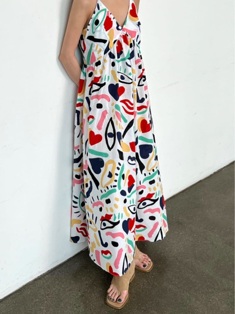 Inni - Korean Women Fashion - #momslook - Heart Paint Long One-piece - 11