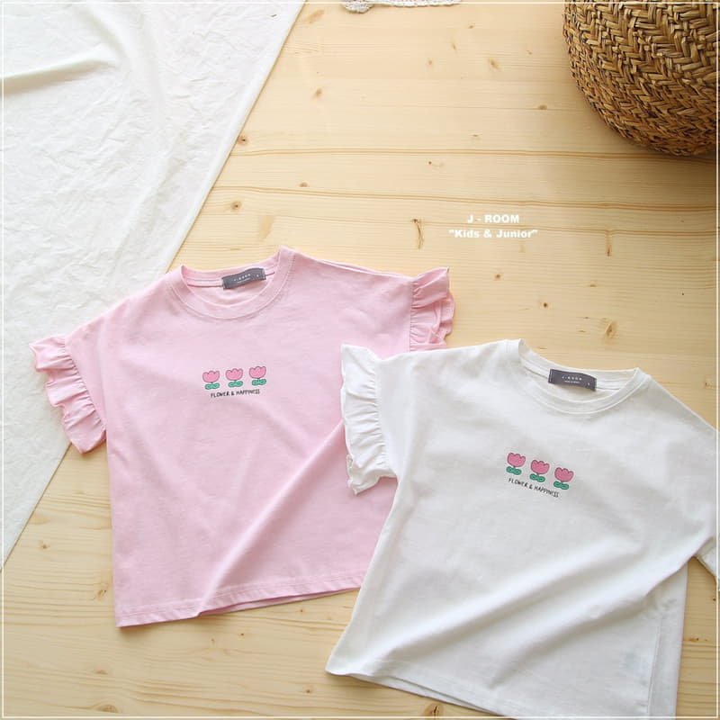 J-Room - Korean Children Fashion - #childrensboutique - Flower Frill Sleeves Tee