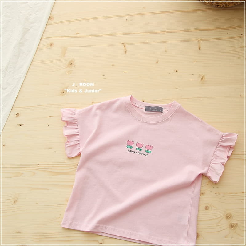 J-Room - Korean Children Fashion - #designkidswear - Flower Frill Sleeves Tee - 2