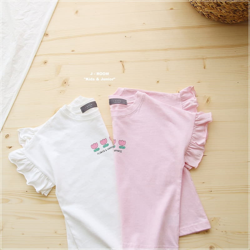 J-Room - Korean Children Fashion - #discoveringself - Flower Frill Sleeves Tee - 4