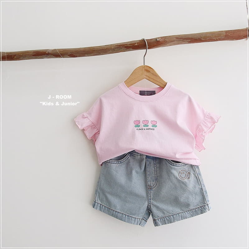 J-Room - Korean Children Fashion - #littlefashionista - Flower Frill Sleeves Tee - 9