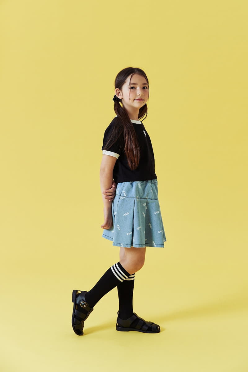 Kokoyarn - Korean Children Fashion - #designkidswear - Logo Printinb Denim Skirt - 2