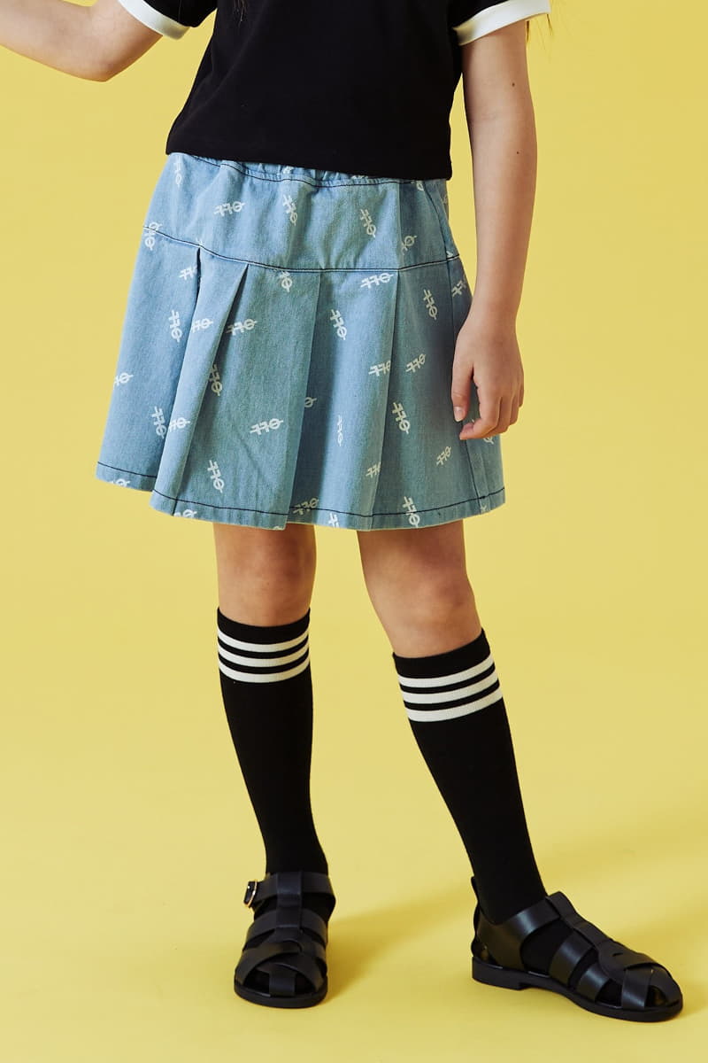 Kokoyarn - Korean Children Fashion - #discoveringself - Logo Printinb Denim Skirt - 3