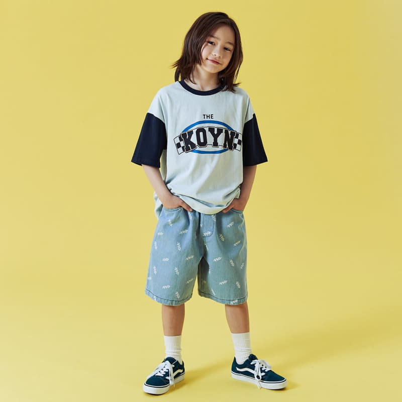 Kokoyarn - Korean Children Fashion - #kidsshorts - Logo Printinb Denim Shorts - 6