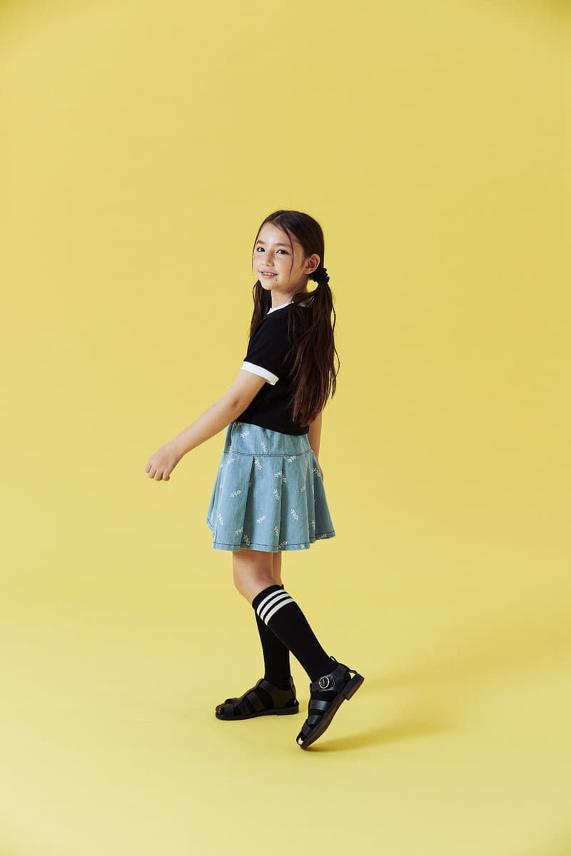 Kokoyarn - Korean Children Fashion - #littlefashionista - Logo Printinb Denim Skirt - 9