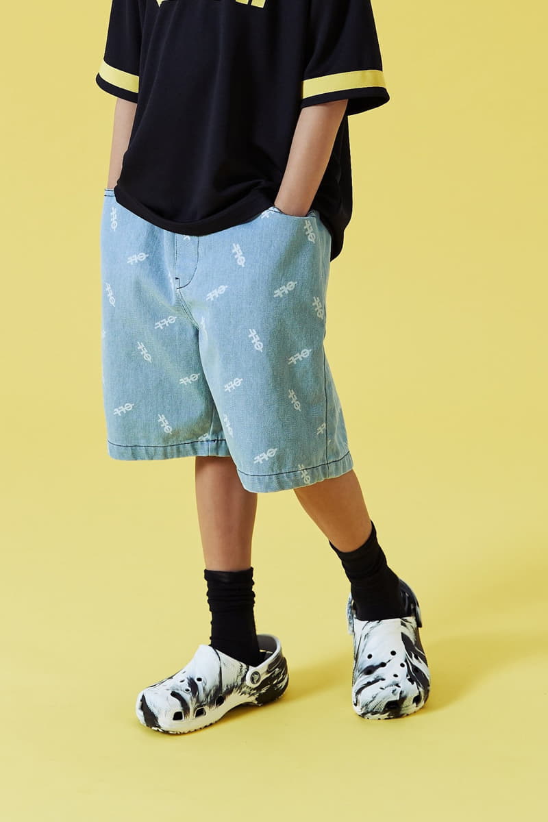 Kokoyarn - Korean Children Fashion - #magicofchildhood - Logo Printinb Denim Shorts - 11