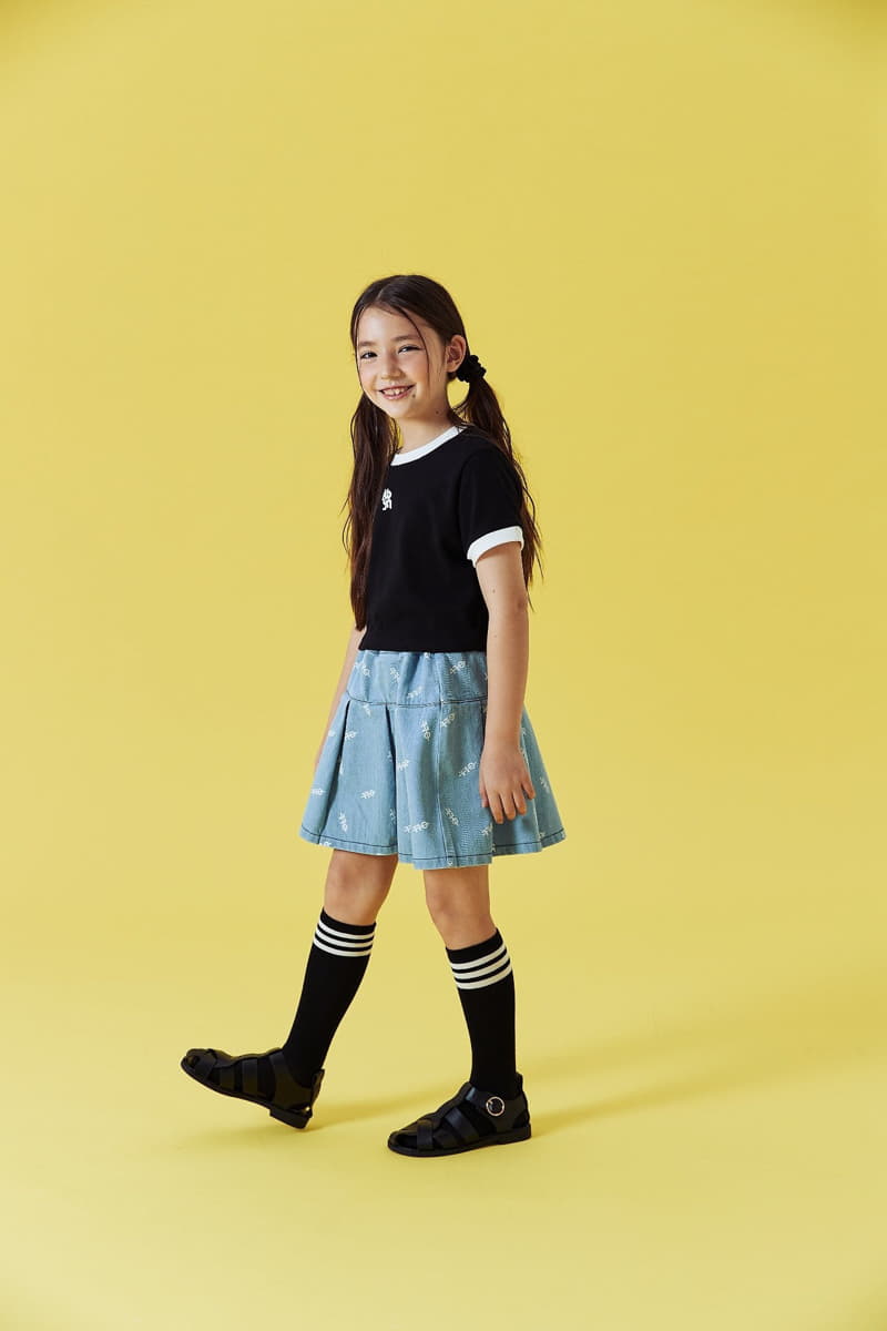 Kokoyarn - Korean Children Fashion - #magicofchildhood - Logo Printinb Denim Skirt - 10