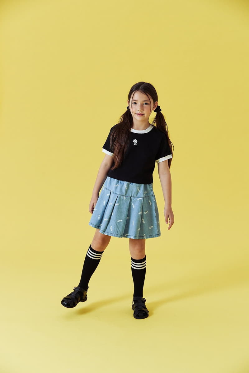 Kokoyarn - Korean Children Fashion - #prettylittlegirls - Logo Printinb Denim Skirt - 12