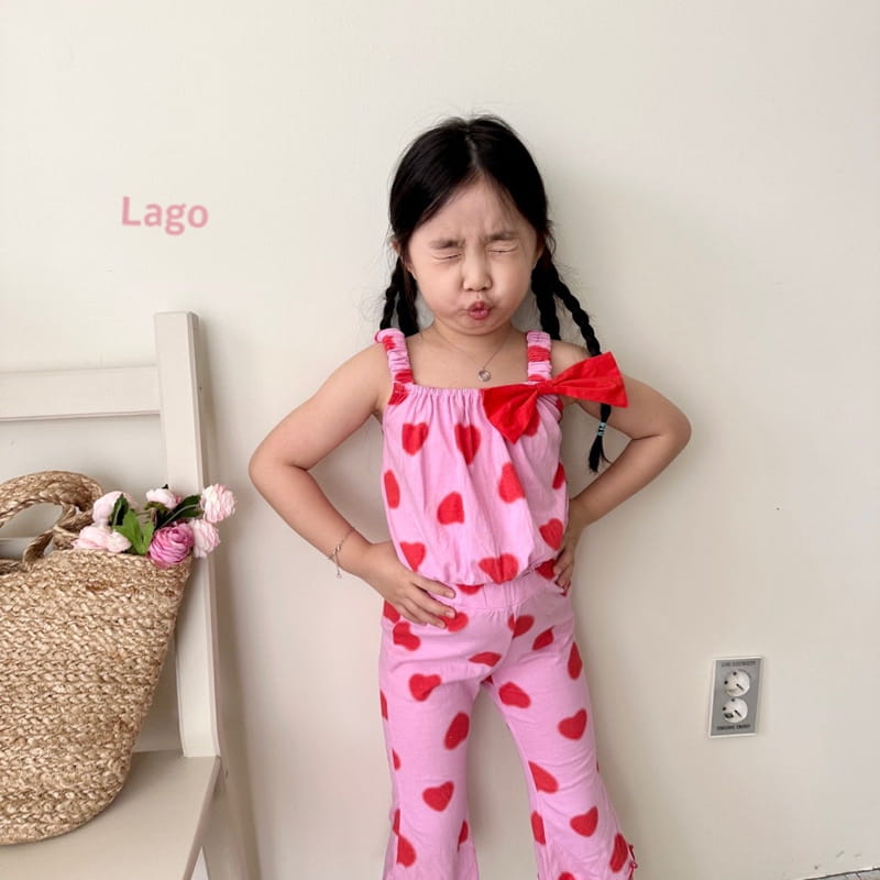 Lago - Korean Children Fashion - #childofig - Heart Ribbon Top Bottom Set - 11