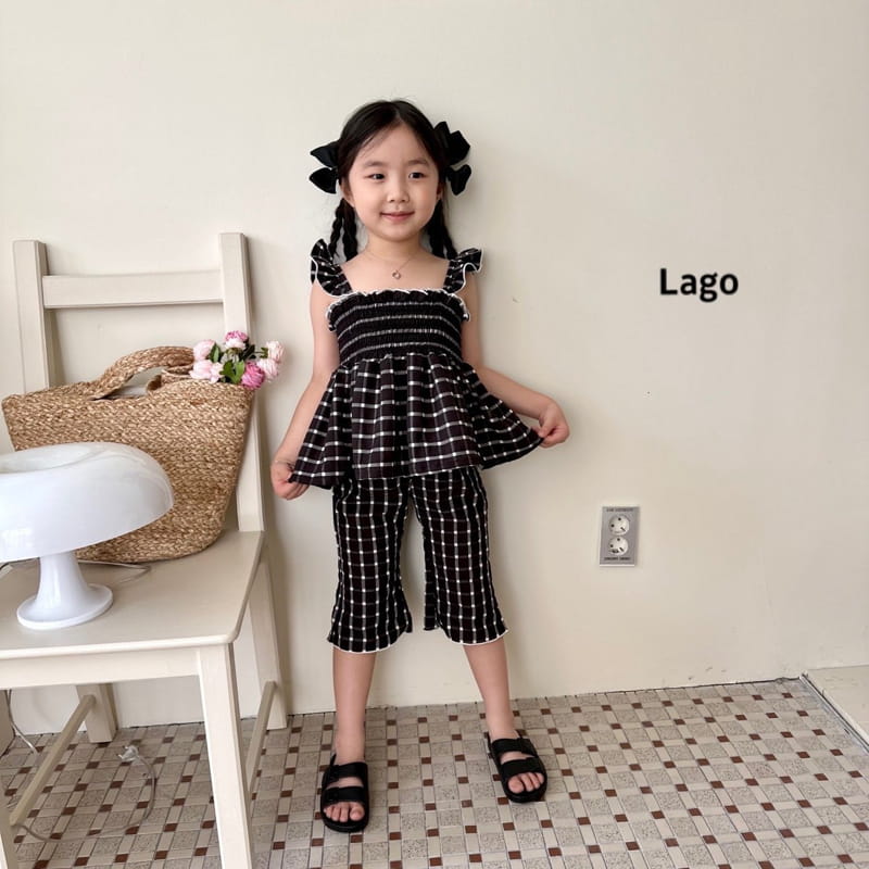 Lago - Korean Children Fashion - #childofig - Check Smocked Top Bottom Set