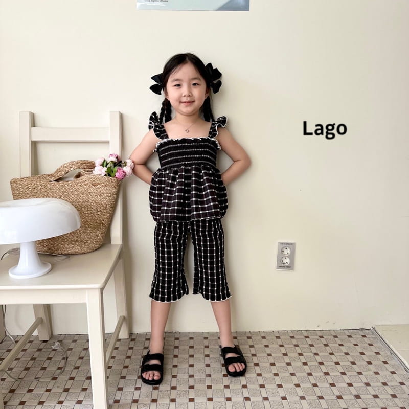 Lago - Korean Children Fashion - #designkidswear - Check Smocked Top Bottom Set - 3