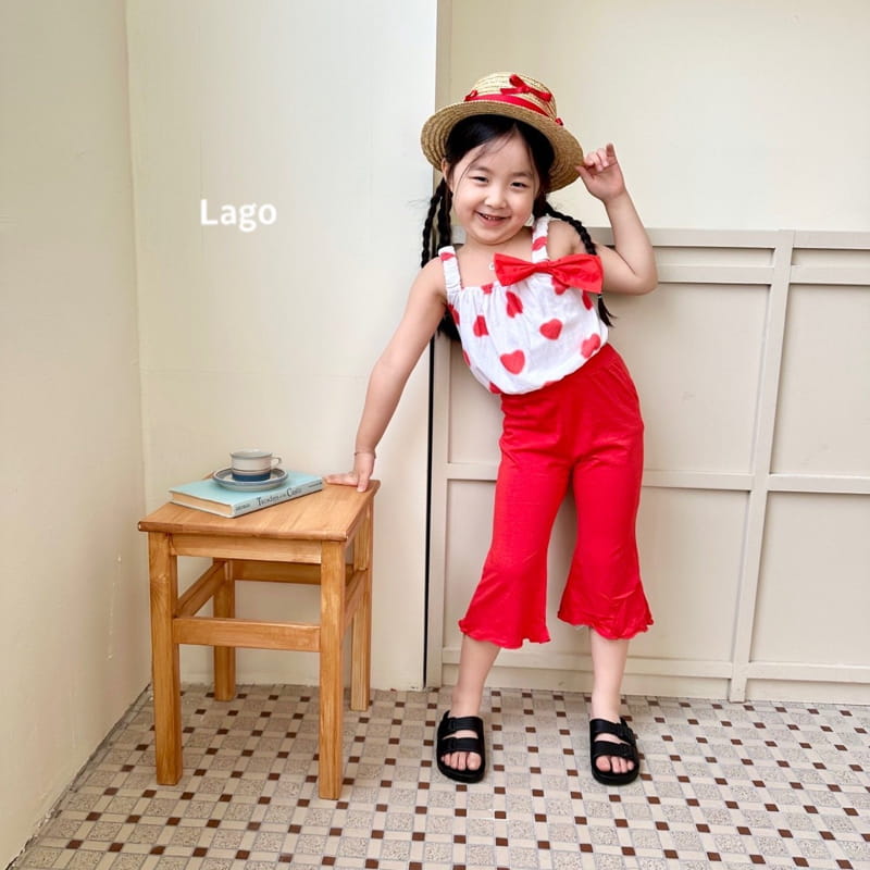 Lago - Korean Children Fashion - #kidsstore - Heart Ribbon Top Bottom Set - 3