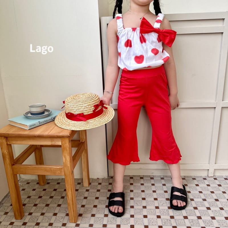 Lago - Korean Children Fashion - #littlefashionista - Heart Ribbon Top Bottom Set - 6