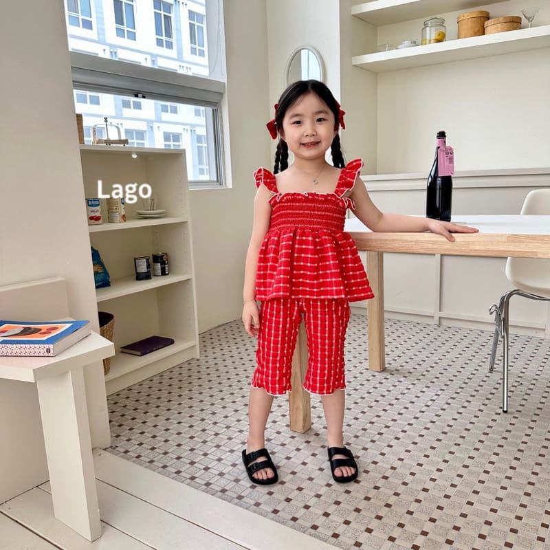 Lago - Korean Children Fashion - #magicofchildhood - Check Smocked Top Bottom Set - 11