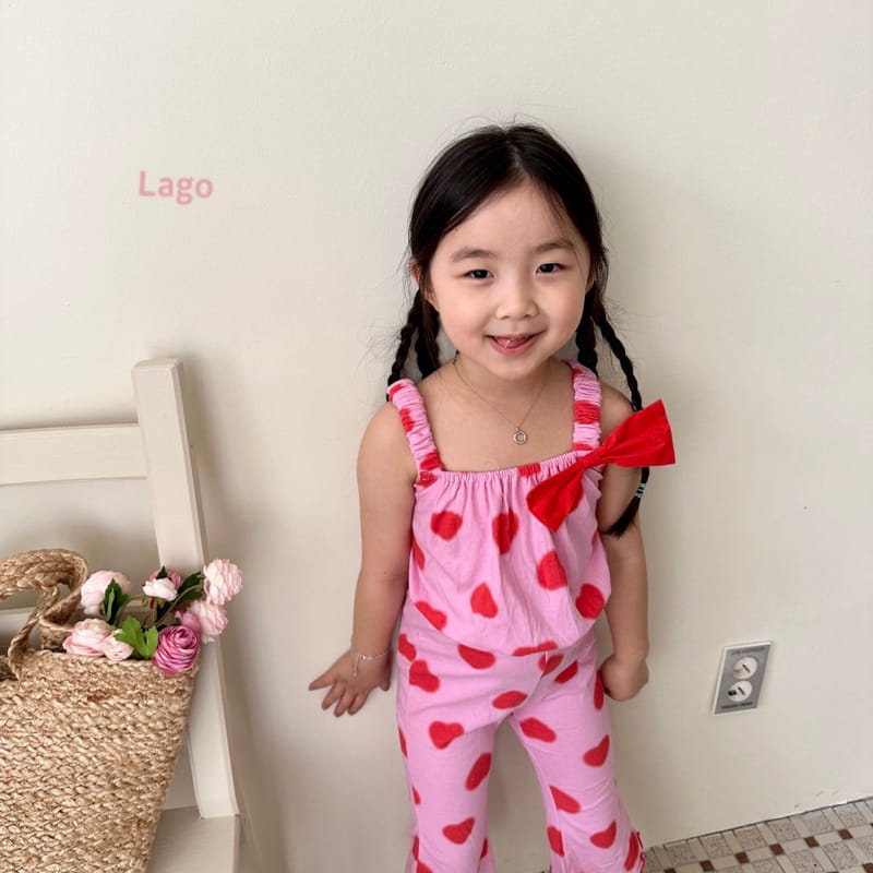 Lago - Korean Children Fashion - #prettylittlegirls - Heart Ribbon Top Bottom Set - 9