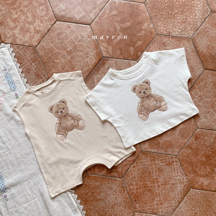 Marron Kid - Korean Baby Fashion - #babylifestyle - Bebe Teddy Bear Bodysuit - 4