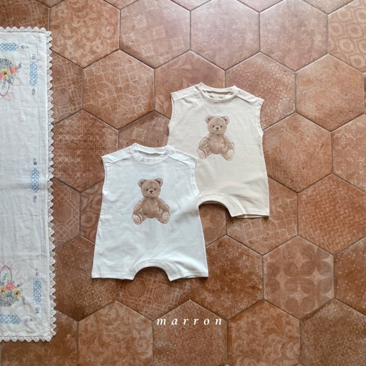 Marron Kid - Korean Baby Fashion - #onlinebabyboutique - Bebe Teddy Bear Bodysuit - 9