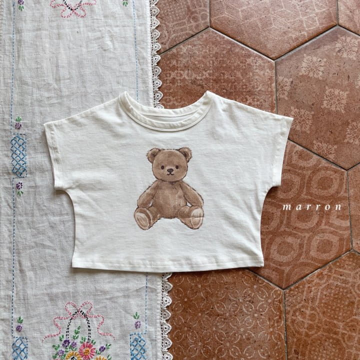 Marron Kid - Korean Children Fashion - #kidsshorts - Teddy Bear Tee