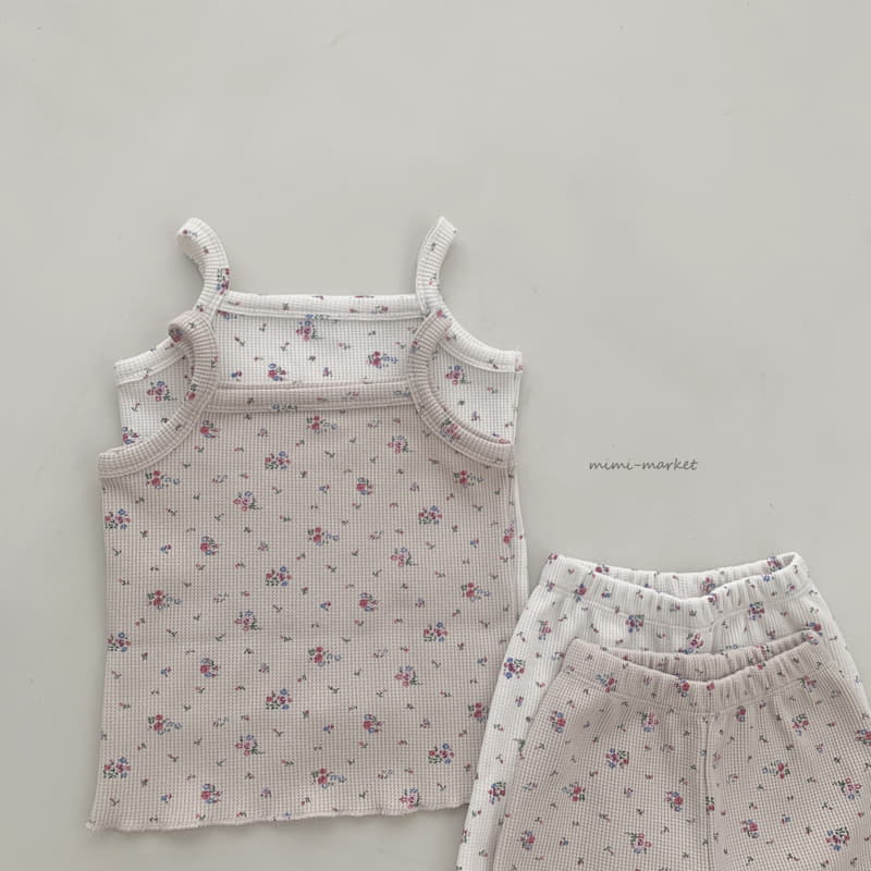 Mimi Market - Korean Baby Fashion - #babyfever - Flower Sleevless Top Bottom Set - 2