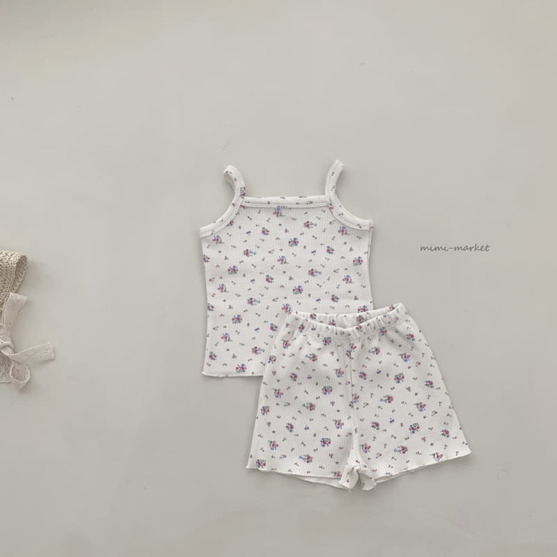 Mimi Market - Korean Baby Fashion - #babygirlfashion - Flower Sleevless Top Bottom Set - 3