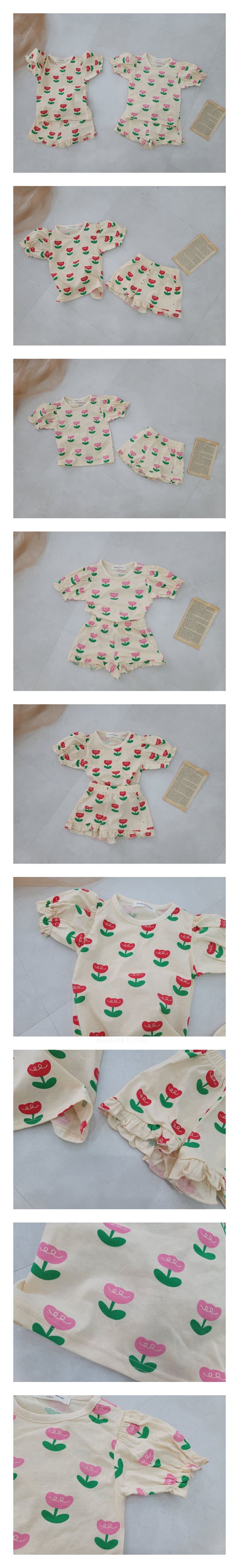 Moran - Korean Children Fashion - #fashionkids - Tulip Frill Top Bottom Set